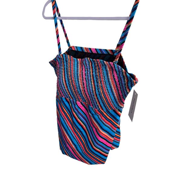 FULLFITALL Swimsuit Top Bathing Suit Size 22 Multi Color Built In‎ Shelf Bra NWT - Picture 1 of 7